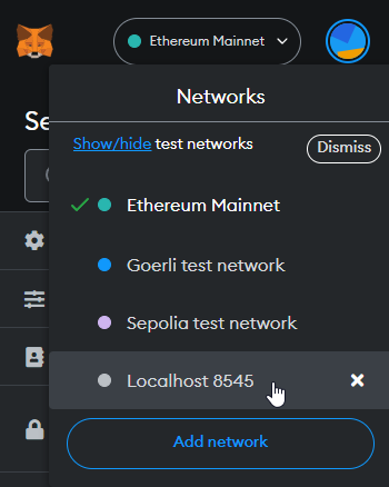 Connect Metamask to Localhost 8545